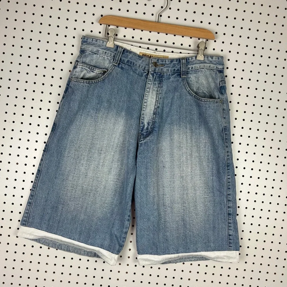 Regal Jeans Blue Denim Carpenter Shorts 34 Baggy Y2K Hip Hop Skater Light Wash